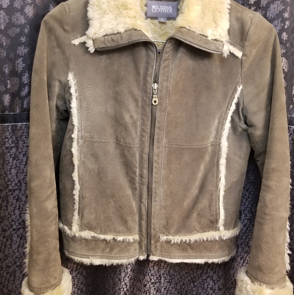 Wilson's Leather Olive, Suede Leather Jacket S